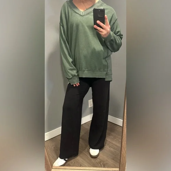 Aerie Olive V-Neck Sweater - Picture 6 of 8